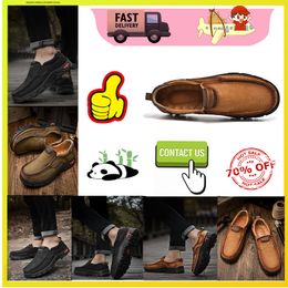 Hiking Shoes Casual Platform Flat Luxury Designer Leather shoes genuine leather oversized loafers for men Anti slip wear resistant leather Training