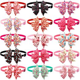 Dog Apparel 50/100Pcs Grooming Bows Loving Heart Valentine's Day Adjustable Cat Bowties For Small Medium Dogs Accessories