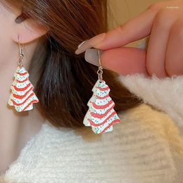 Dangle Earrings Red White Stripes Christmas Tree Ear Hook Drop For Women Trendy Versatile Simple Gift Jewelry