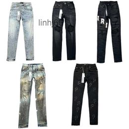 Men's Jeans Purple-brand Jeans Fashion Mens Cool Style Luxury Designer Denim Pant Distressed Ripped Biker Black Blue Jean Slim Fit Size 28-40O3G6