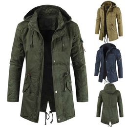 Men's Jackets 2023 New Windbreaker Men Hooded High Quality Trench Coat Casual Handsome Jacket Men's Autumn Winter Outdoor Mid Length Jacket L240129