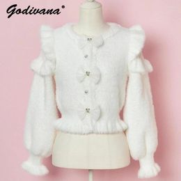 Women's Sweaters Japanese Style Girls Three Bowknot Soft Knitted Sweater Lolita Sweet Slim Mohair Pullover Autumn Winter Tops