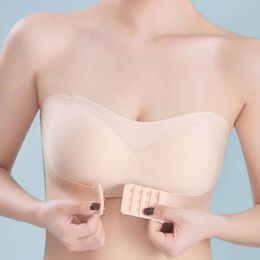 Front Buckle Gathered Non-slip, Anti-sagging Trace No Steel Ring Invisible Strapless Women's Bra Strap