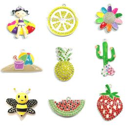 Pendants 10pcs/bag Beach/Bee/Butterfly/Cactus/Lemon/Pineapple/Strawberry/Sunflower/Watermelon.Fruit.Summer Pendant For Summery Necklace