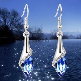 Stud Delysia King Women Fashion Chic Shiny Water Drop Ear Dangler Trendy Gemstone Crystal Tassel Elegant Bridesmaid Earrings YQ240129