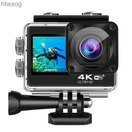 Sports Action Video Cameras ELS Anti Shake Camera 4K 30/60FPS Dual Screen WiFi Waterproof Remote Control 4X Zoom Motorcycle Sports Driver pro Yacht Camera YQ240129