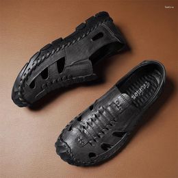 Sandals 2024 Summer Men ' S Leather Casual Shoes Hollowed Out Tendon Soft Bottom Breathable Slippers Man