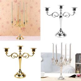 Metal Candle Holders 5-arms 3-arms Candle Stand Wedding Decoration Candelabra Centerpiece Candlestick Decor Crafts Silver Gold2362