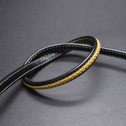 Bangle 2 Meters/lot 8*5mm Black Yellow Braided Ed Leather Cords for Bracelets Bangles Jewelry Hot Selling Factory Price Promotion