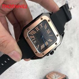 men women silicone watches quartz movement square dial designer iced out watch high quality unisex dress wristwatches lady clock m218W