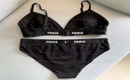 Paris Womens Bras Set Black Padded Underwear for Women Fashion Sexy Beach Bras Briefs Lingerie Panties3682482