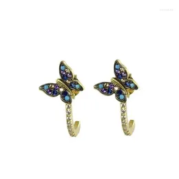 Stud Earrings Butterfly Gold Color Studs Colorful Rhinestone Ear Women Fashion Jewelry Gift For Birthday Party Gifts