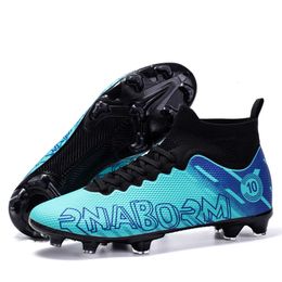 New Arrival Soccer Shoes High Top AG TF Football Boots Youth Outdoor Indoor Training Cleats Blue Black White Gold