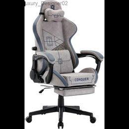 Other Furniture LXRADEO Gaming Chair Computer with Inner Adjustable Lumbar Support Office Armchair Tech-Fabric Breathable Video Ch Q240129