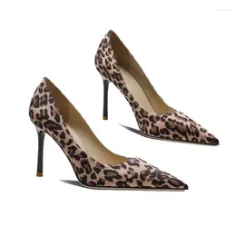Dress Shoes Women Leopard High Heels 2024 Sexy Pointed Toe Party Sandals Spring Trend Shallow Pumps Designer Femme Stilettos