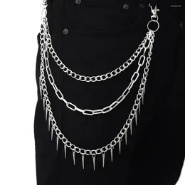 Belts Women Men Unisex Jeans Pants Harajuku HipHop Link Coil Heavy Duty Waist Hook Spike Pendant Chain Gothic Keychains