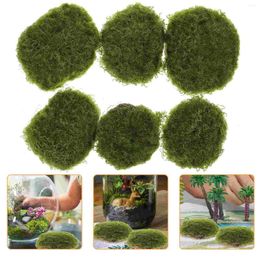 Decorative Flowers 6 Pcs Natural Decor Green Moss Micro Landscape Stones Ornaments The Bonsai Garden Layout Prop