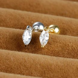 Stud Earrings 1 Piece Tragus Cartilage Rice Grain Mini Zircon Earring Women Gold Colour Stainless Steel Ear Studs Piercing Jewellery