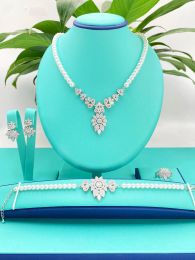 Sets JRH Pearl Jewelry Set Necklace Earrings Bracelet Ring For Women Luxury Jewelry Sets Cubic Zirconia Wedding Bridal Jewelry Sets