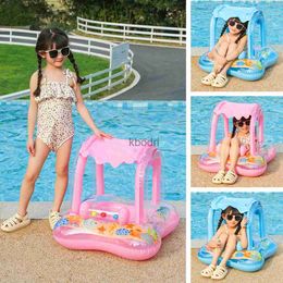 Other Pools SpasHG Cute Baby Swimming Ring with Sunshade Tent Pool tool Float Inflatable Swimming Circle Baby Seat Water Fun Toy Pool accessories YQ240129