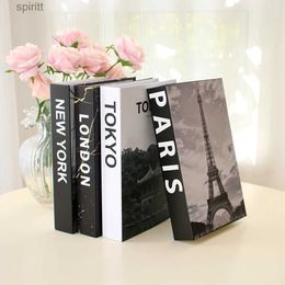 Other Table Decoration Accessories Simple Fake Books for Coffee Modern Home Book Box Remote Control Storage Paris London New York YQ240129