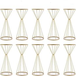 Party Decoration 10PCS Gold White Flower Stand 70CM 50CM Metal Road Lead Wedding Centerpiece Flowers Rack For Event2749