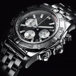 High quality Male stainless Steel Watches Quartz Stopwatch Man Wrist Watch Black Dail BL11241S