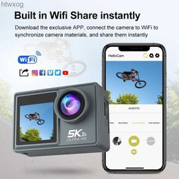 Sports Action Video Cameras Waterproof Bicycle Diving Cam 5K 30FPS Action Camera Dual IPS Screen 170 Degree Wide Angle Remote Control WiFi Timed Photo Loop YQ240129