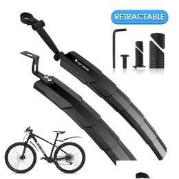 Bike Groupsets West Biking Rear Mudguard Retractable Mtb Fender 2 Piece Set With Front Wheel Board Abs Parts Bicycle Accessories Ass Dhvol