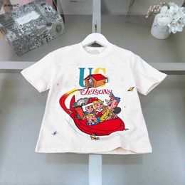 Luxury Baby T-shirts summer designer child Short Sleeve Size 100-150 kids clothes Cartoon pattern printing boys girl tees Jan20