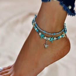 20pcs lot Silver Chain Shell Starfish Charms Ankle Anklet Bracelet Barefoot Sandal Beach Foot296Q