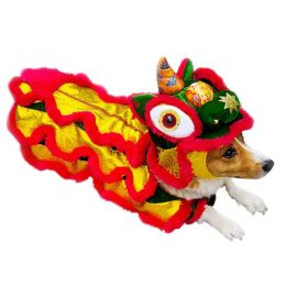 Apparel Funny Dog Clothes 's Pet Chinese Costume Dragon Dance Lion Dog Cat Coats Lion Dance Red Festive Lucky Clothes Teddy