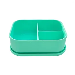 Dinnerware Sets Silicone Lunch Box Grade Crisper Microwave Heating 3-Compartment Bento Office Student Kitchen Tableware A