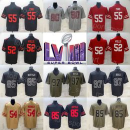 Men Football Super Bowls 54 Fred Warner Jerseys 52 Patrick Willis 55 Dee Ford 80 Jerry Rice 85 George Kittle 97 Nick Bosa Turn Back The Clock Olive Salute To Service Team