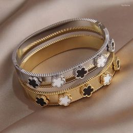 Charm Bracelets Klassische Edelstahl 18K Gold plattiert Acrylblüblesarmband für Frauen Vintage rostbeweis