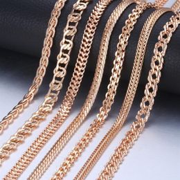 Chains Personalise Necklace For Women Men 585 Rose Gold Venitian Curb Snail Foxtail Link Fashion Jewellery 50cm 60cm CNN11261d