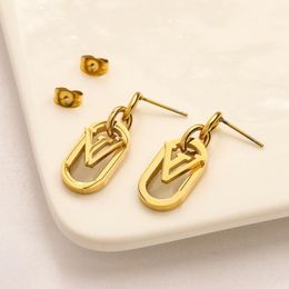 18k Gold Plated Stud Earring Luxury Brand Designers Letter Fashion Women Love stainless steel Diamond Earring Wedding Party Jewell218o