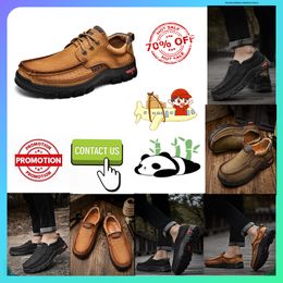 Designer Casual Platform Leather Hiking Luxury shoes for men genuine leather oversized loafers Fashion French style Anti wear- Business Shoes size 38-48