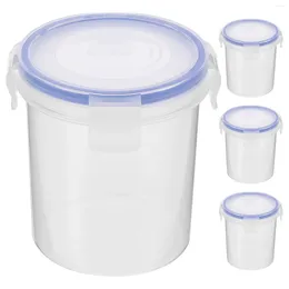 Storage Bottles Drink Container Overnight Oats With Lid Transparent Sealing Box Kitchen Refrigerator (Round 500ml) 4pcs Cereal Food