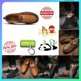 Hiking Shoes Casual Platform Flat Luxury Designer genuine leather loafers for men Anti slip wear leather Training sneakers