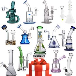 Mystery Box Glass Bong Hookahs Heady Recycler Water Pipe Oil Dab Rigs for Smoking Random Style Free Shipping Best quality