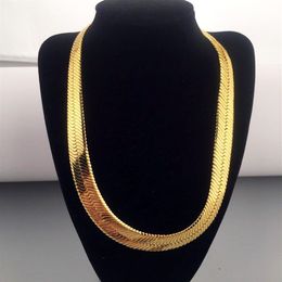 Chains High Quality 75CM 10MM Hip Hop Mens Herringbone Chain Golden Necklace Rapper Chunky Boys NightClub DJ Jewelry2062