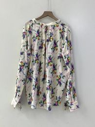 Women's Blouses Women Blouse Colorful Wing Viscose Floral Printed Short Front And Long Back Design 2024 Early Spring Female V-Neck Shirt