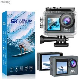 Sports Action Video Cameras 5K 30FPS Action Camera Anti-shake Waterproof Sport Camera Dual Screen 170 Wide Angle 30m with Remote Control Bicycle Diving Cam YQ240129