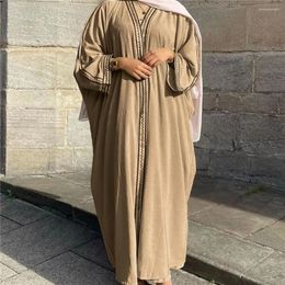Ethnic Clothing Eid Abaya Open Women Cardigan Embroidery Muslim Dresses Kimono Turkey Arabic Bat Sleeve Robe Dubai Ramadan Islamic Gown