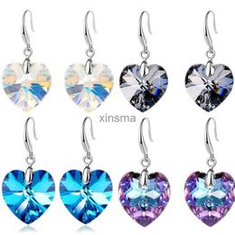 Stud Charm Multi-Color Crystal Glass Heart Beads Pendant Necklace Earring 1 SET YQ240129