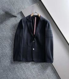 Men's Suits Men Suit Jacket Business Casual Wool Fashion Metal Buckle Design Loose Coats Classic Striped Sleeves Blazer