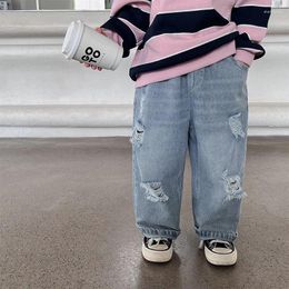Trousers Autumn Kids Fashion Ripped Jeans Boys Cotton Soft Casual Denim Pants