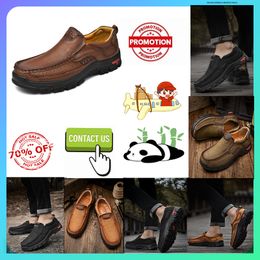 Hiking Shoes Casual Platform Flat Luxury Designer Leather shoes genuine leather oversized loafers for men Anti wear resistant leather sneakers
