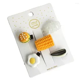 Hair Accessories Super Cute Imitation Food Mini Clips Personality Hairpins Funny Play Rice Poached Eggs Melon Seeds Corn Tongs